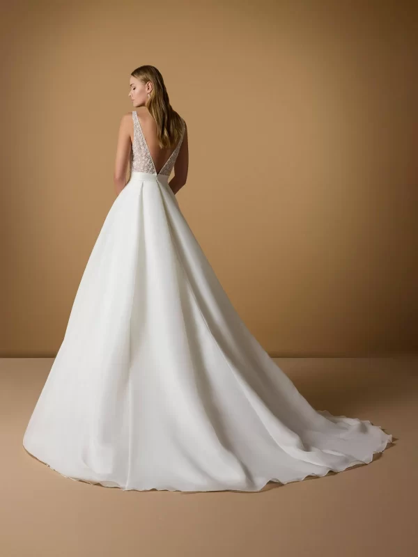 V-Neck A-Line Wedding Dress in Organza