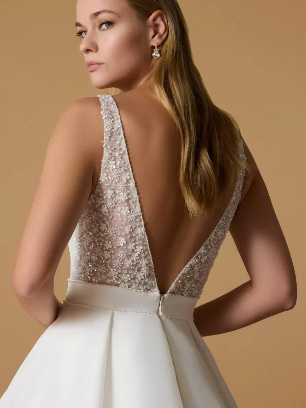 V-Neck A-Line Wedding Dress in Organza
