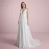V-Neck A-Line Chiffon Wedding Dress