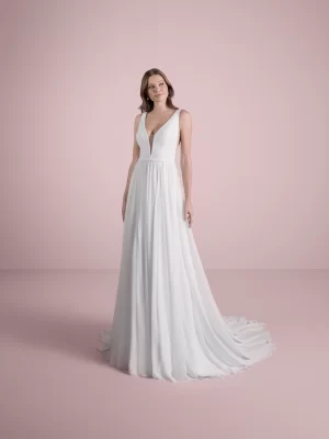 V-Neck A-Line Chiffon Wedding Dress