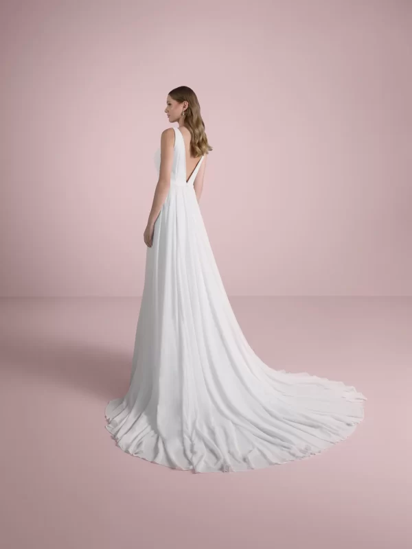 V-Neck A-Line Chiffon Wedding Dress