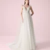 V-Neck A-Line Tulle Wedding Dress