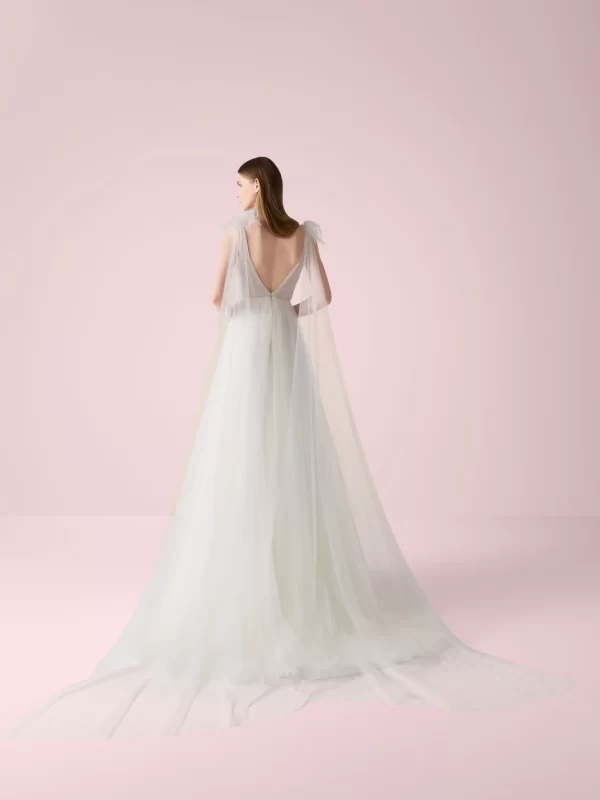 V-Neck A-Line Tulle Wedding Dress