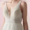 V-Neck A-Line Tulle Wedding Dress