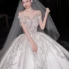Satin Off-Shoulder Gown