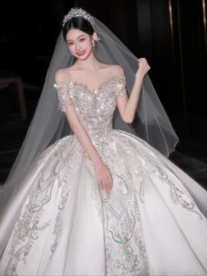 Satin Off-Shoulder Gown