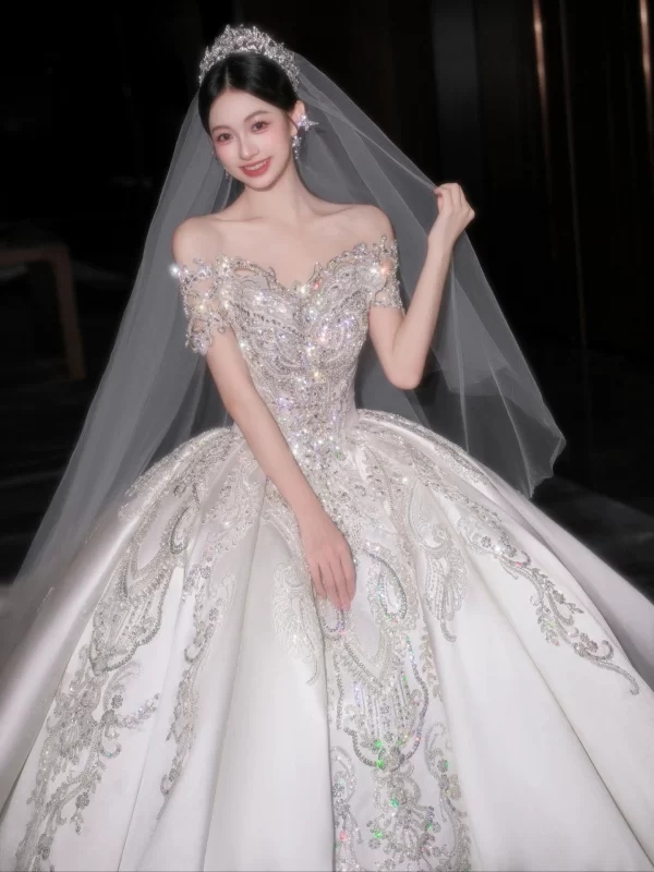 Satin Off-Shoulder Gown