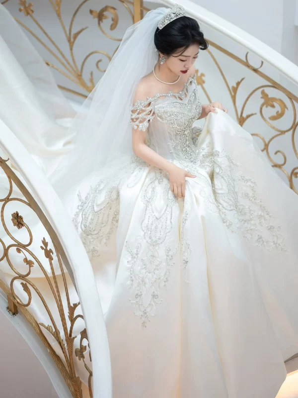 Satin Off-Shoulder Gown