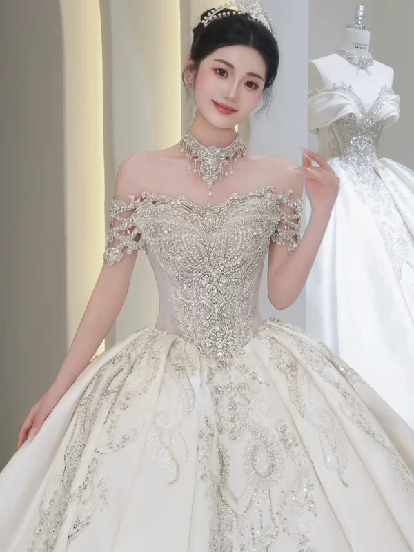 Satin Off-Shoulder Gown