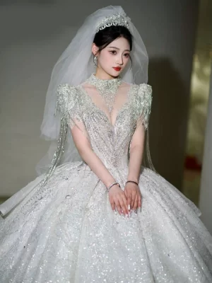 Sequin Beaded French Gown