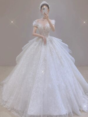 Off-Shoulder Cathedral Gown