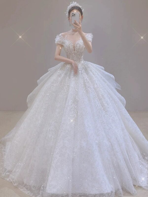 Off-Shoulder Cathedral Gown