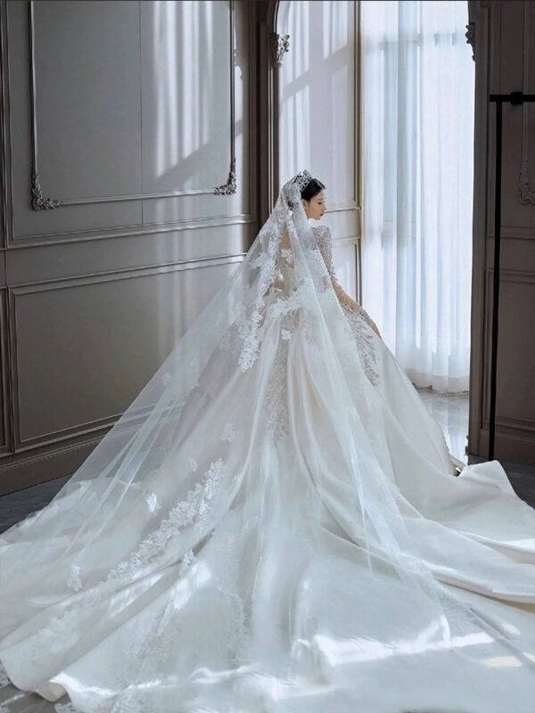 Satin V-Neck Bridal Gown
