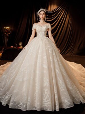 French Off-Shoulder Royal Gown
