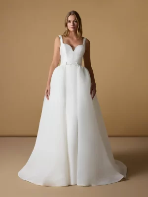 V-Neck Mikado Mermaid Wedding Dress – Sleeveless