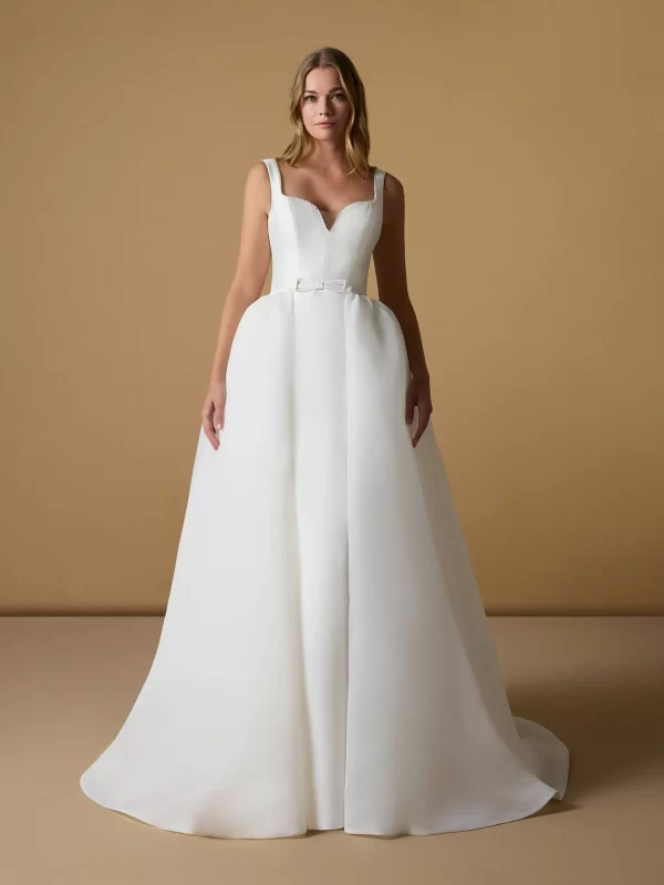 V-Neck Mikado Mermaid Wedding Dress – Sleeveless