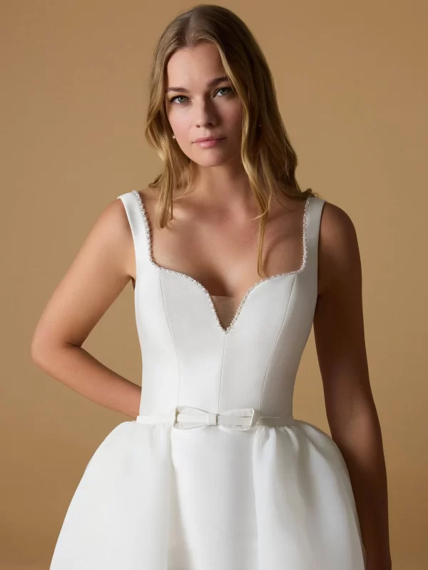 V-Neck Mikado Mermaid Wedding Dress – Sleeveless