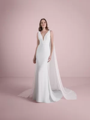 V-Neck Mermaid Wedding Dress in Crepe