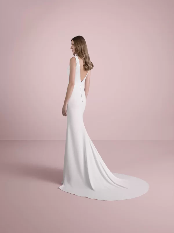 V-Neck Mermaid Wedding Dress in Crepe