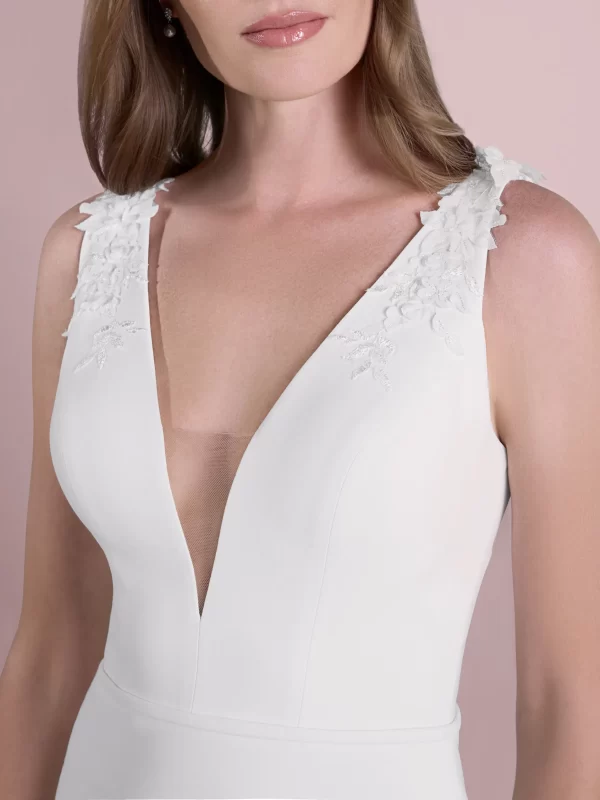 V-Neck Mermaid Wedding Dress in Crepe