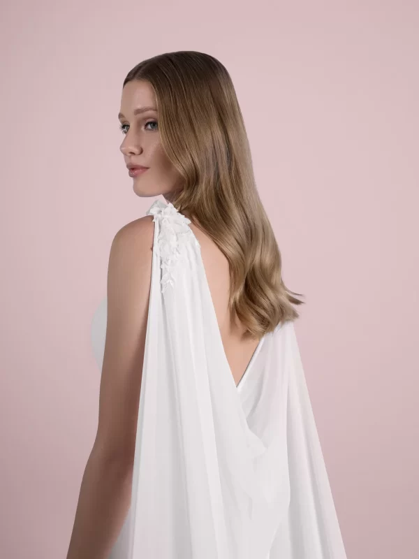 V-Neck Mermaid Wedding Dress in Crepe