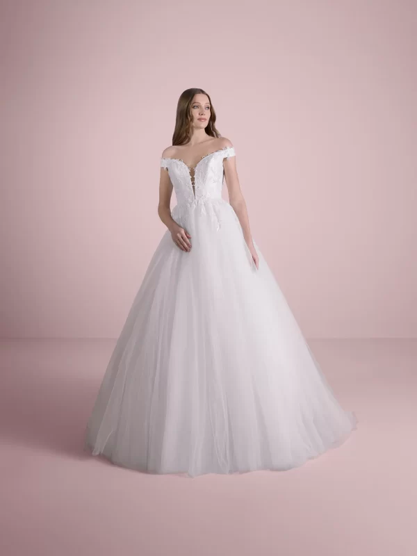 V-Neck Princess Tulle Wedding Dress