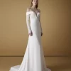 Off-Shoulder Column Crepe Wedding Dress