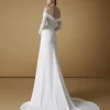 Off-Shoulder Column Crepe Wedding Dress