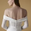 Off-Shoulder Column Crepe Wedding Dress