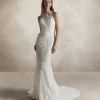 Lace Halter Column Wedding Dress