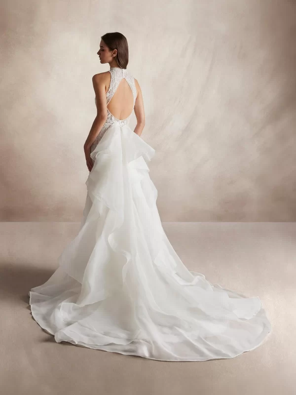 Lace Halter Column Wedding Dress
